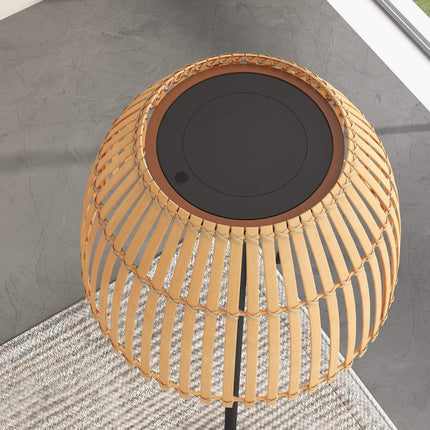 Solar-LED-Stehleuchte – Bambus, dimmbar, USB-aufladbar