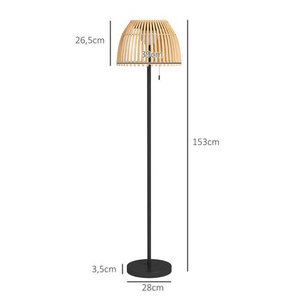 Solar-LED-Stehleuchte – Bambus, dimmbar, USB-aufladbar