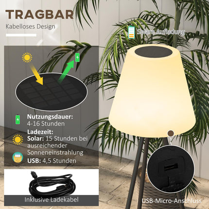 Solar-Bodenleuchte für draußen, USB-wiederaufladbar, dimmbare LED