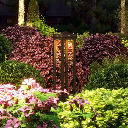 Lampe de jardin solaire, éclairage d'allée, lampe d'extérieur LED avec capteur de lumière, éclairage de jardin étanche IP44, pour balcon et terrasse, métal, noir
