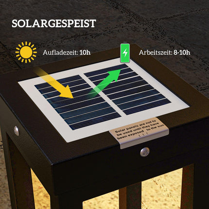 Lampe de jardin solaire, éclairage d'allée, lampe d'extérieur LED avec capteur de lumière, éclairage de jardin étanche IP44, pour balcon et terrasse, métal, noir
