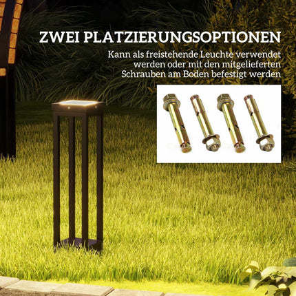 Lampe de jardin solaire, éclairage d'allée, lampe d'extérieur LED avec capteur de lumière, éclairage de jardin étanche IP44, pour balcon et terrasse, métal, noir