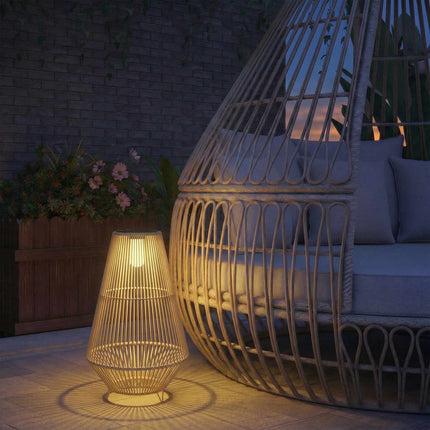 Solar-Gartenlampe, Rattan, Automatisch Ein/Aus, 3500K Warmlicht