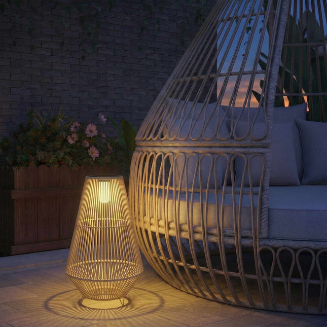 Solar-Gartenlampe, Rattan, Automatisch Ein/Aus, 3500K Warmlicht