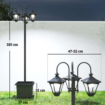 Solar Garden Lamp with Adjustable Height and Planter