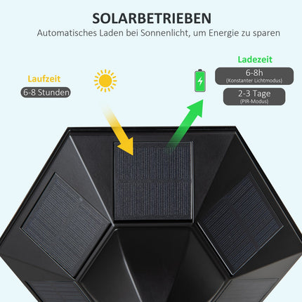Solar-Gartenwegleuchte, 19 LED, 130 Lumen, Schwarz