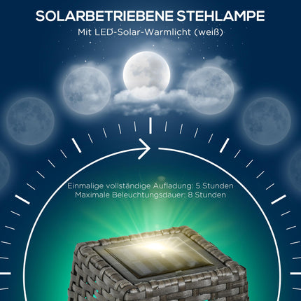 Solar Gartenlaterne, LED, Rattan-Design, Auto Ein/Aus