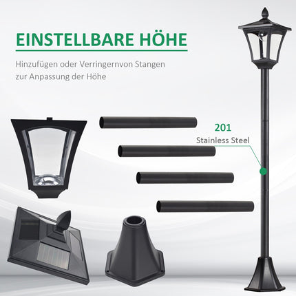Solar-LED-Gartenwegleuchte – 40 Lumen, schwarz, 160 cm