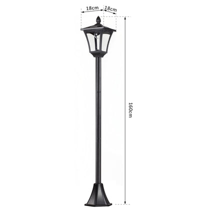 Solar-LED-Gartenwegleuchte – 40 Lumen, schwarz, 160 cm