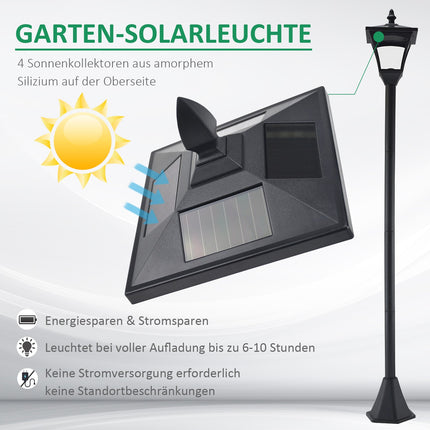 Solar-LED-Gartenwegleuchte – 40 Lumen, schwarz, 160 cm