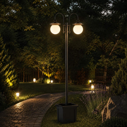 Solar Garden Lantern with Adjustable Height & Planter