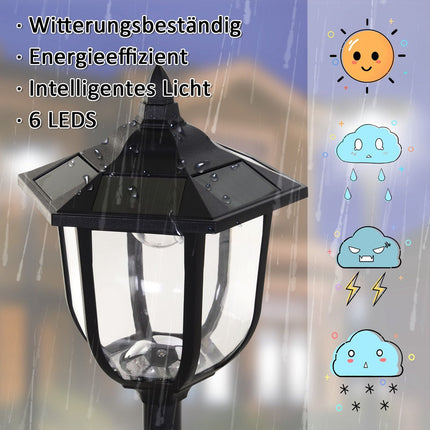 LED solární zahradní lucerna - 30/60 lumenů, plast, černá
