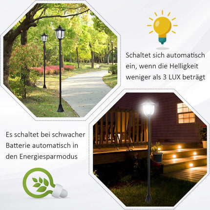 LED solární zahradní lucerna - 30/60 lumenů, plast, černá