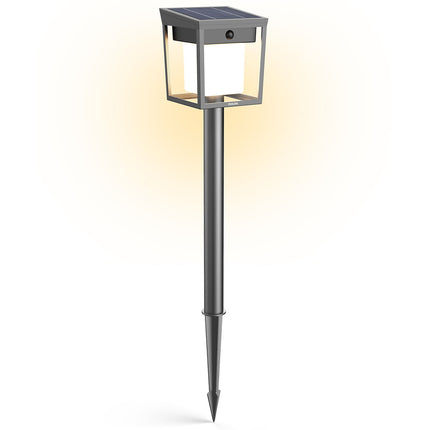 Solar-LED-Gartenwegleuchte, zwei Helligkeitsstufen, Schwarz