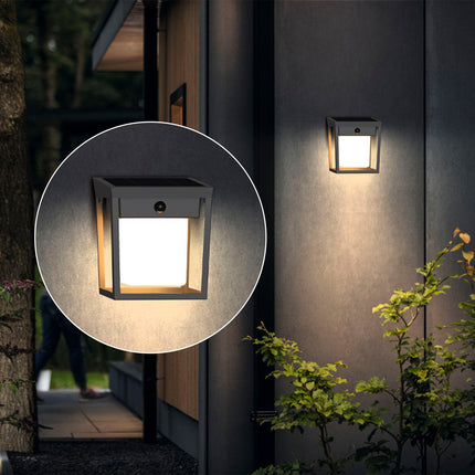 Solární LED nástěnné světlo, dvojí jas, černá, IP44