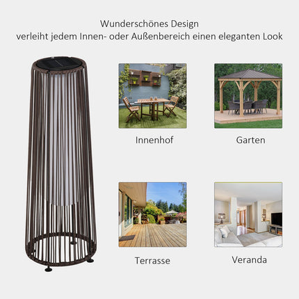 Solar-Gartenleuchte aus Rattan, LED, 61 cm, Braun