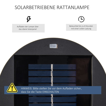 Solar-Gartenleuchte aus Rattan, LED, 61 cm, Braun