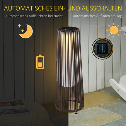 Solar-Gartenleuchte aus Rattan, LED, 61 cm, Braun