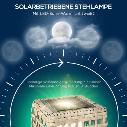 Solární lucerna s LED, ratanový design, automatické zap/vyp