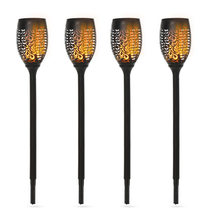 4er Set Solar Gartenleuchten - 6-8 Std. Licht, IP44, schwarz