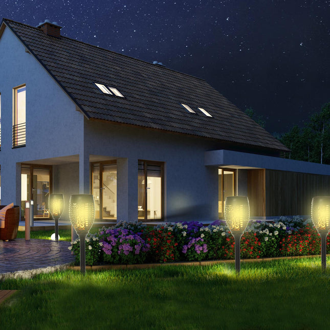 4er Set Solar Gartenleuchten - 6-8 Std. Licht, IP44, schwarz