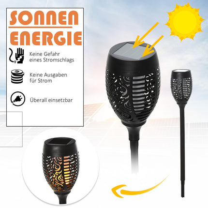 4er Set Solar Gartenleuchten - 6-8 Std. Licht, IP44, schwarz