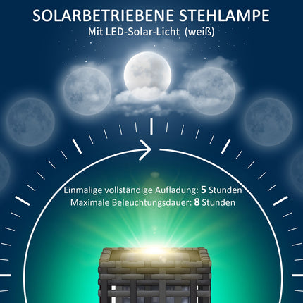 Lampe solaire, lampe solaire en rotin, éclairage d'allée étanche avec capteur de lumière, lampe de jardin à LED automatique, éclairage d'extérieur pour balcon, acier, gris