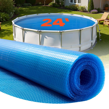 Solar Pool Cover, 24 Ft Round Bubble Blanket, 12 Mil