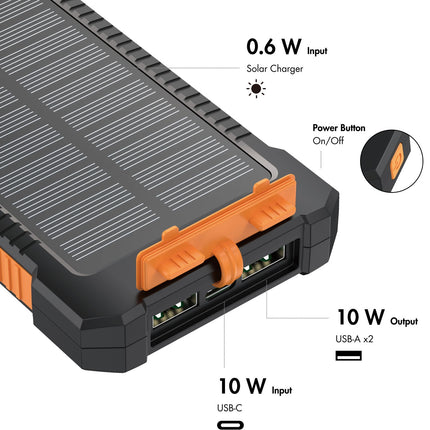 Solar Powerbank 6000mAh 2xUSB-A 10W