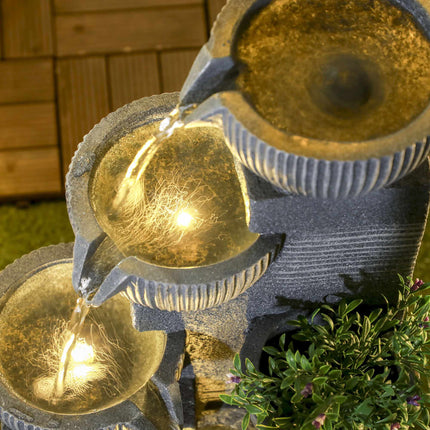 Solární 4patrová zahradní fontána s LED světly