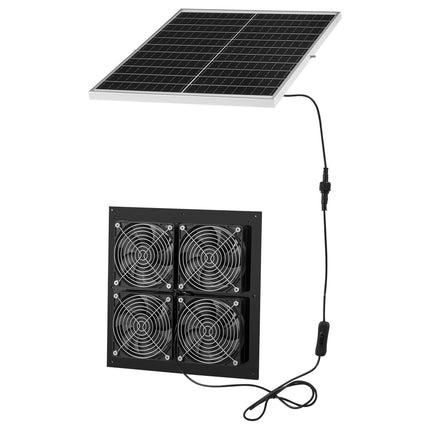 Solar Powered Exhaust Fan Kit, 25W Panel, 4 Fans