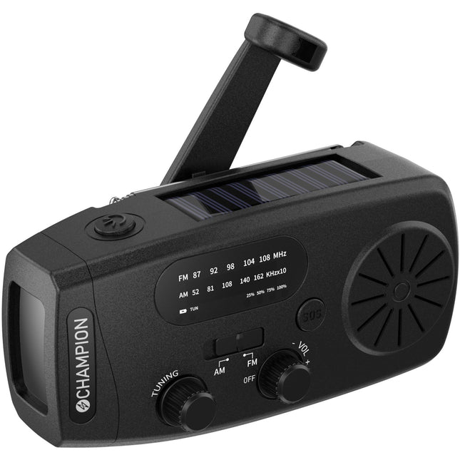 Solarbetriebenes Radio mit Taschenlampe, Schwarz