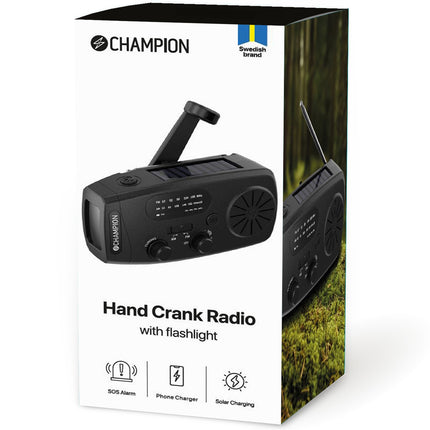 Solární rádio s baterkou, černá