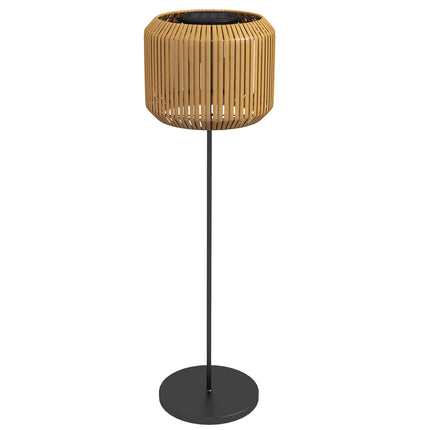 Solar Rattan Floor Lamp, Warm Light, Auto On/Off