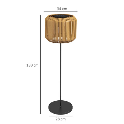 Solar Rattan Floor Lamp, Warm Light, Auto On/Off