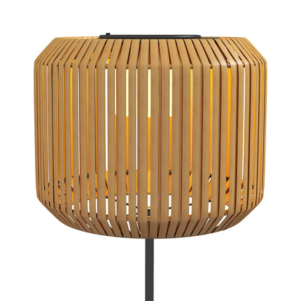 Solar Rattan Floor Lamp, Warm Light, Auto On/Off