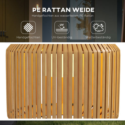 Solar Rattan Floor Lamp, Warm Light, Auto On/Off