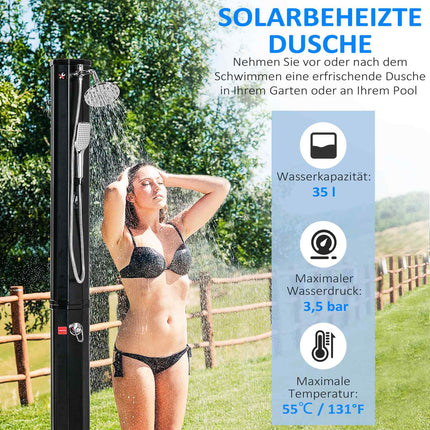 Solar-Campingdusche 35 l – Warmwassersystem – Schwarz