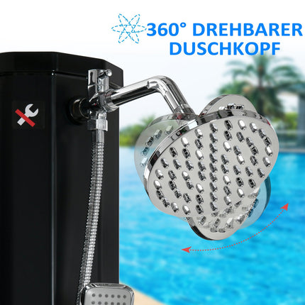 Solar-Campingdusche 35 l – Warmwassersystem – Schwarz