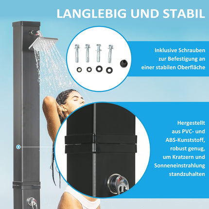 Außendusche 40L Solardusche, Fuß- und Regenduschkopf, 60°C Wasser
