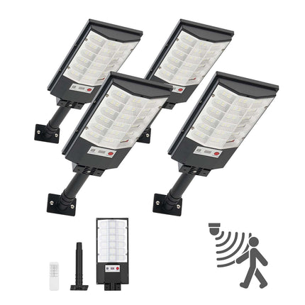 Solar Street Lights 4-Pack, 500W, Motion Sensor, IP65