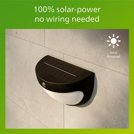 Solar-Wandleuchte, Schwarz, zwei Helligkeitsstufen, LED, IP44