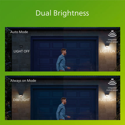 Solar-Wandleuchte, Schwarz, zwei Helligkeitsstufen, LED, IP44
