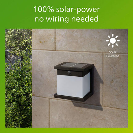 Solar-Wandleuchte mit Bewegungsmelder – Schwarz, LED, IP44