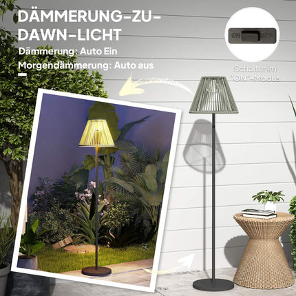 Boho Solar-Stehleuchte, Rattan, 25 LEDs, außen, IP44