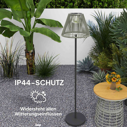 Boho Solar-Stehleuchte, Rattan, 25 LEDs, außen, IP44