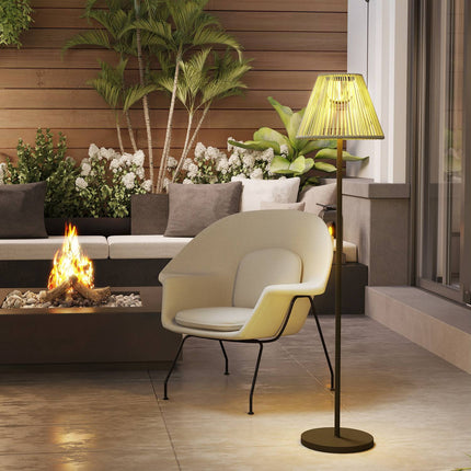 Boho Solar-Stehleuchte, Rattan, 25 LEDs, außen, IP44