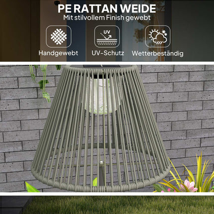 Boho Solar-Stehleuchte, Rattan, 25 LEDs, außen, IP44