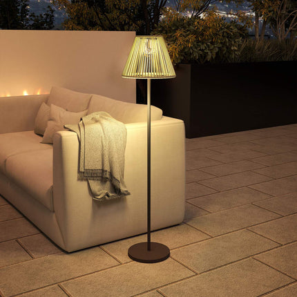 Boho Solar-Stehleuchte, Rattan, 25 LEDs, außen, IP44