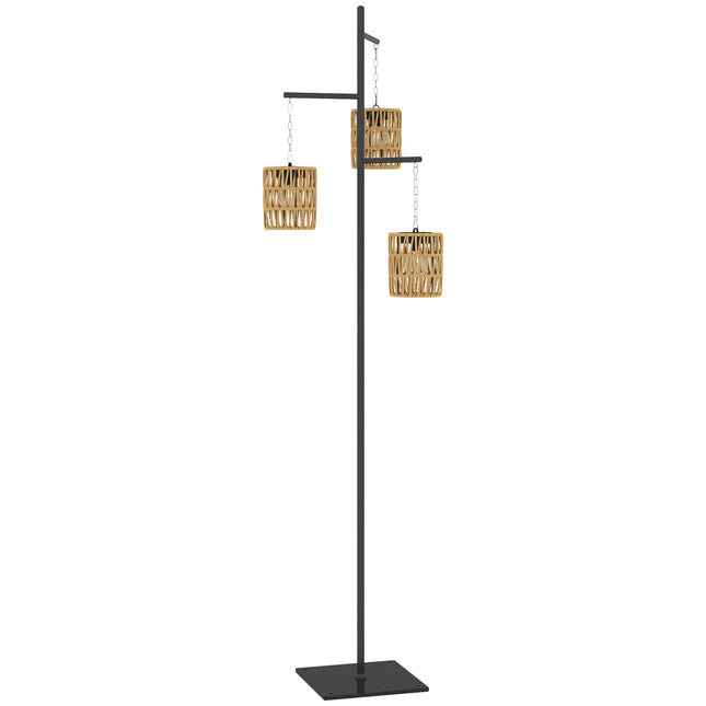 Rattan-Solar-Stehleuchte, Lichtsensor, IP44 wasserdicht